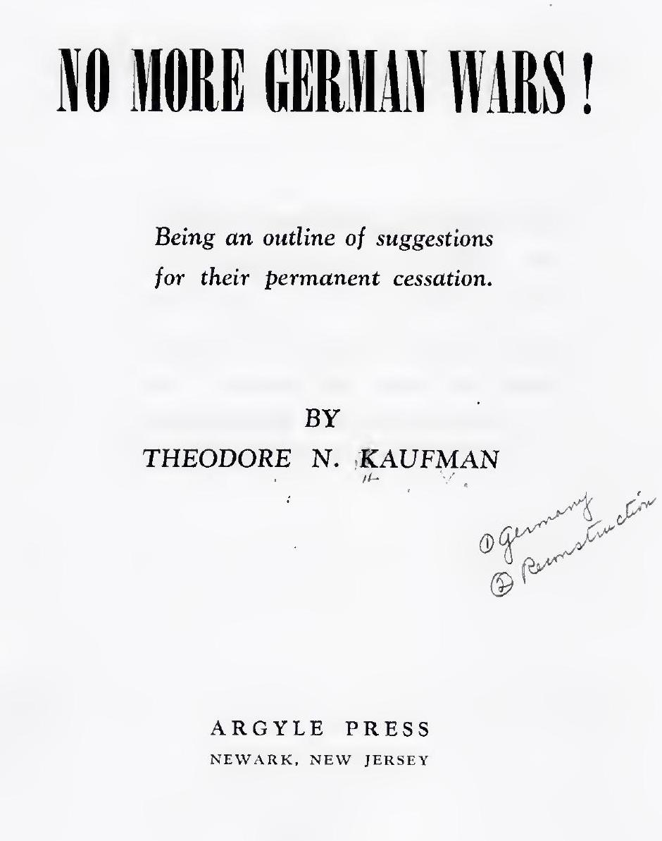 No More German Wars